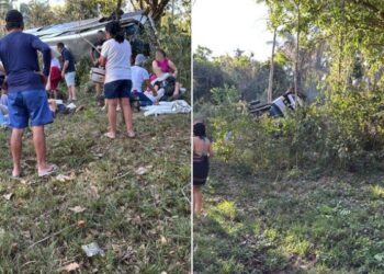 TRAGÉDIA: Micro-ônibus tomba em ribanceira na BR-364 e mata duas pessoas e deixa 32 feridas