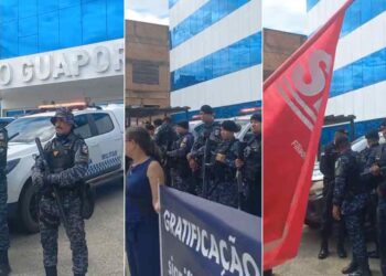 Após tensão com PMs no CPA, professores em greve voltam a protestar e encontram forte aparato policial na frente da Seduc