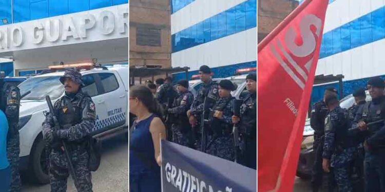 Após tensão com PMs no CPA, professores em greve voltam a protestar e encontram forte aparato policial na frente da Seduc