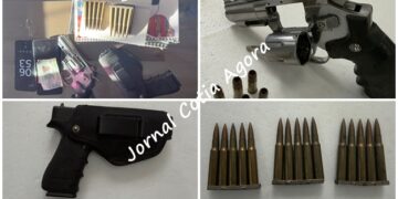 Casal é detido com vários simulacros de arma de fogo e munições em Cotia