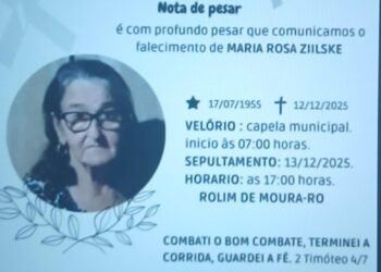 Rolim: Nota de pesar pelo falecimento de Maria Rosa Ziilske, moradora da linha 192