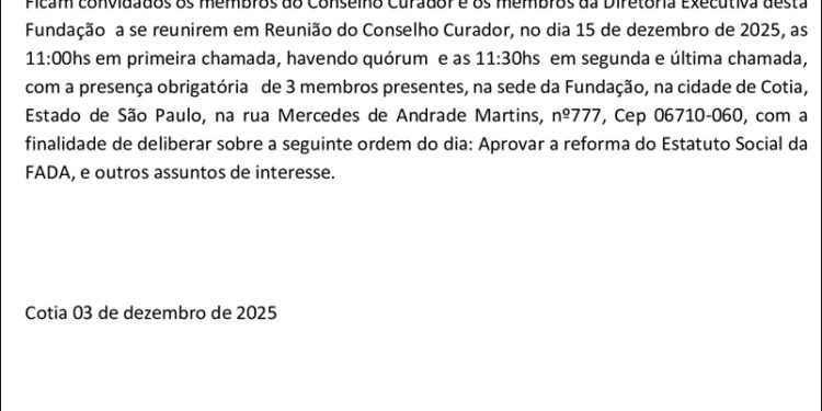 Edital – Reunião do Conselho Curador – Fundação Mercedes de Andrade Martins – 2025/a