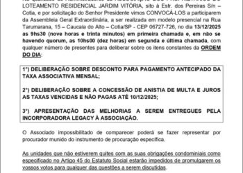 Edital de convocação – Assembleia Geral Extraordinária – Residencial Jardim Vitória – 2025/a