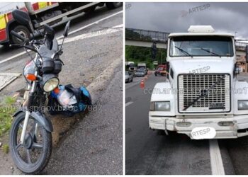 Carreta atropela moto e mata garupa no Rodoanel Oeste