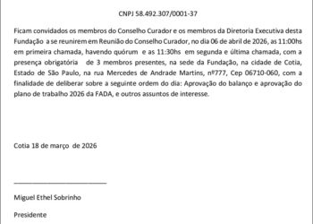 Edital – Reunião do Conselho Curador – Fundação Mercedes de Andrade Martins – Março 2026