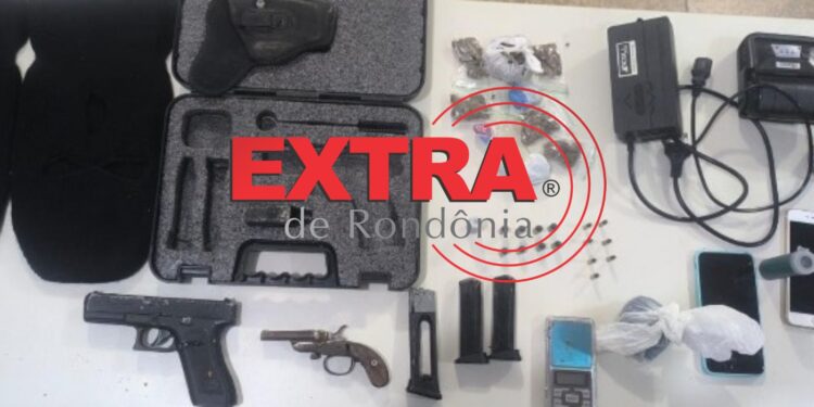 Ação da PM resulta em apreensão de arma, drogas e recuperação de veículo furtado em Vilhena; adolescente foi apreendido